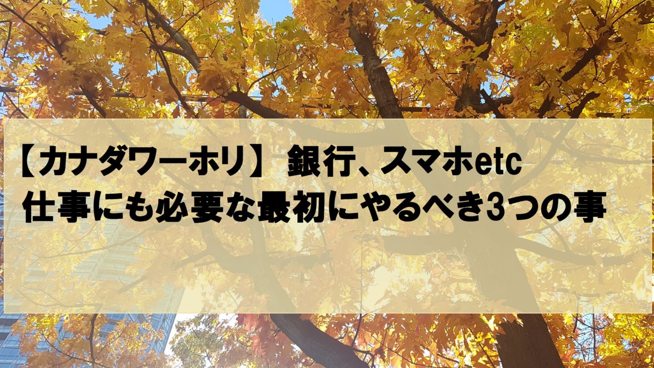 カナダワーホリ 仕事するにも必要 最初に行う3つの事 ゆる く自由に海外生活